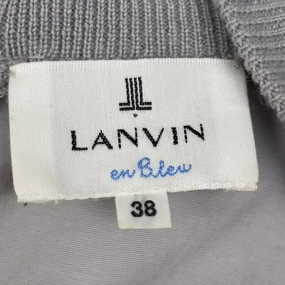 Lanvin‎ En Bleu Mixed Media Cardigan Gray IT 38 Asymmetrical Lagenlook - Picture 6 of 13